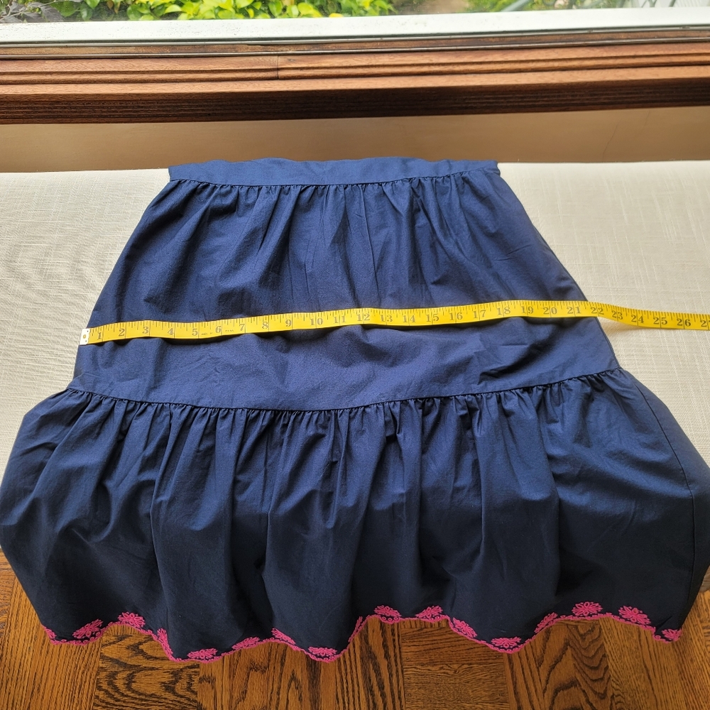 New! J Crew size 4 Embroidered Scalloped Tiered Dress Navy Blue NWT - Picture 13 of 15